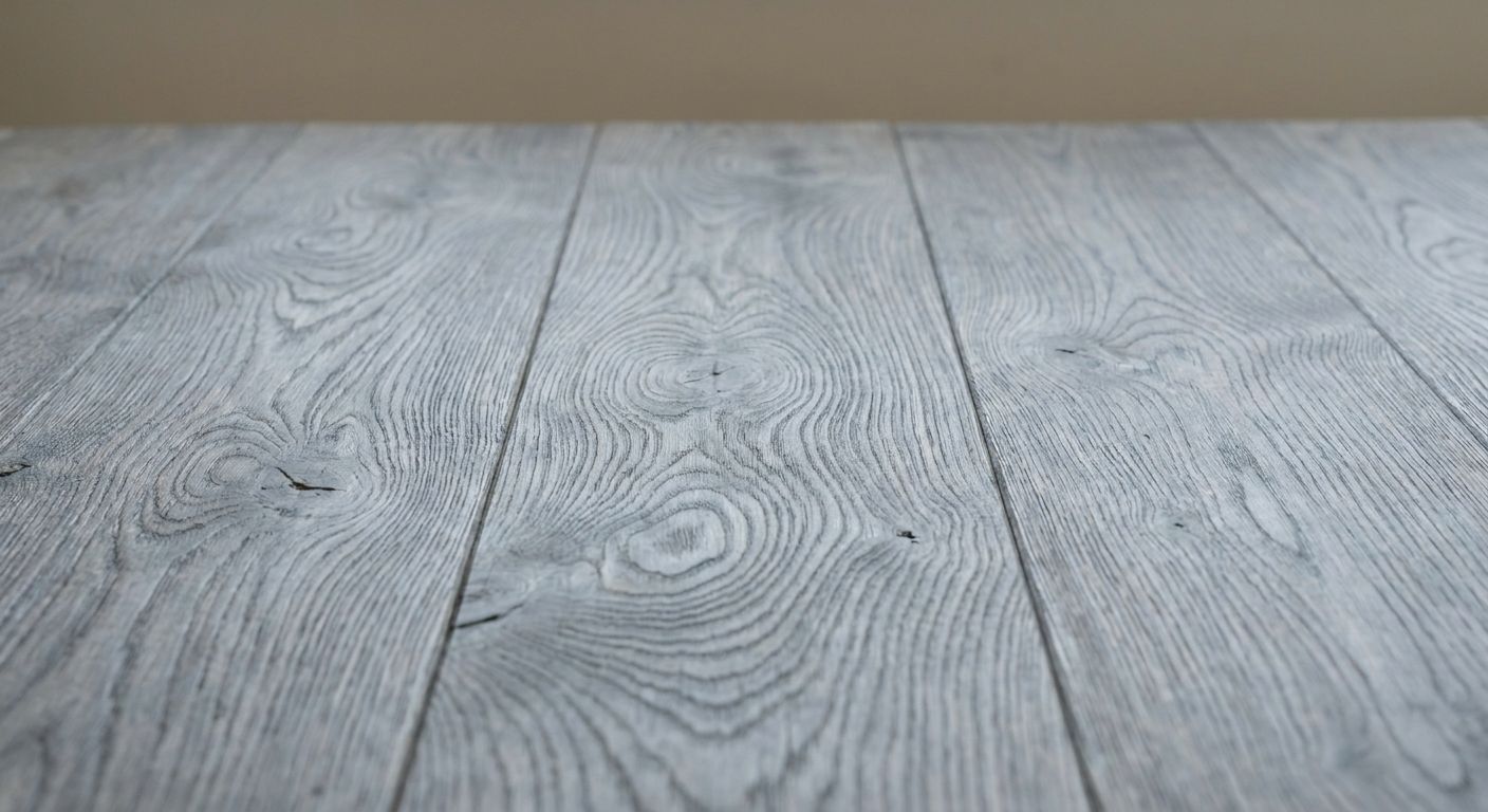 Grey-washed wood flooring with a cool weathered tone.