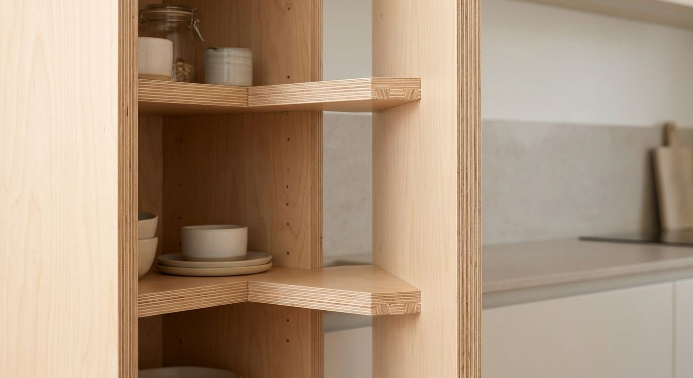 Plywood cabinet boxes — strong and moisture-resistant, a smart pick for Chicago humidity.