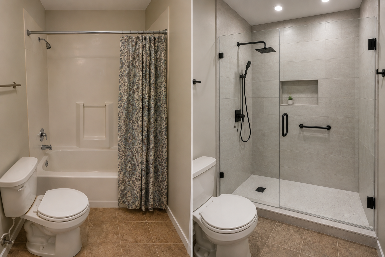 Tub-to-shower conversion
