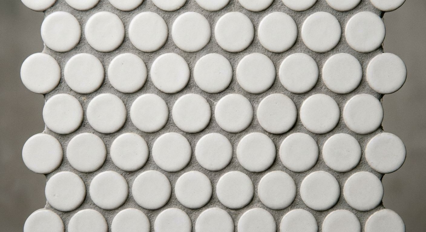 Penny round mosaic tile sheet.