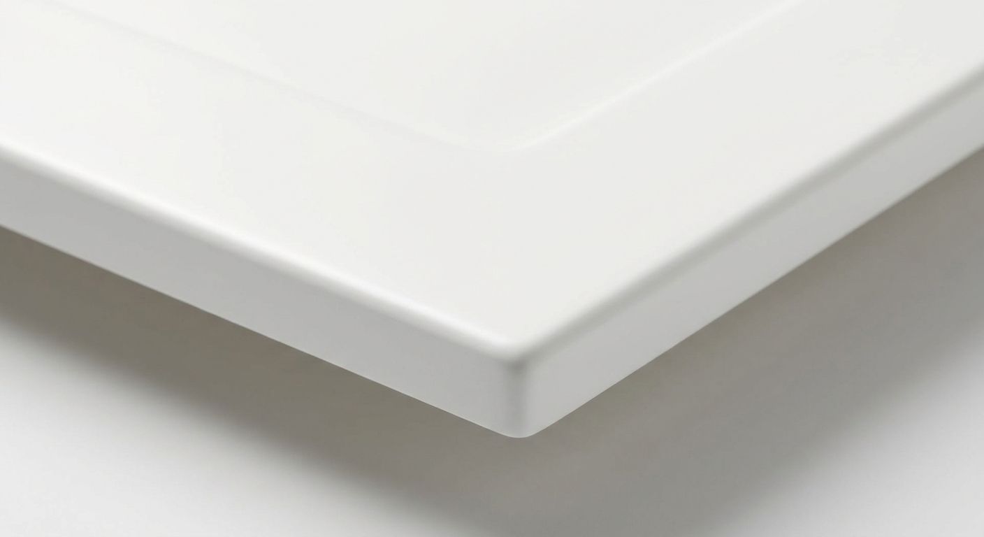 Thermofoil cabinets — vinyl-wrapped MDF; seamless, easy to clean, affordable.