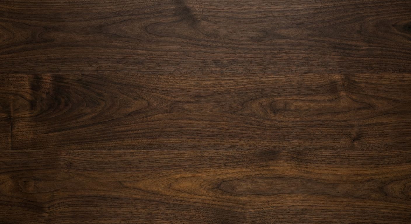 Warm walnut wood flooring with rich dark-brown grain.