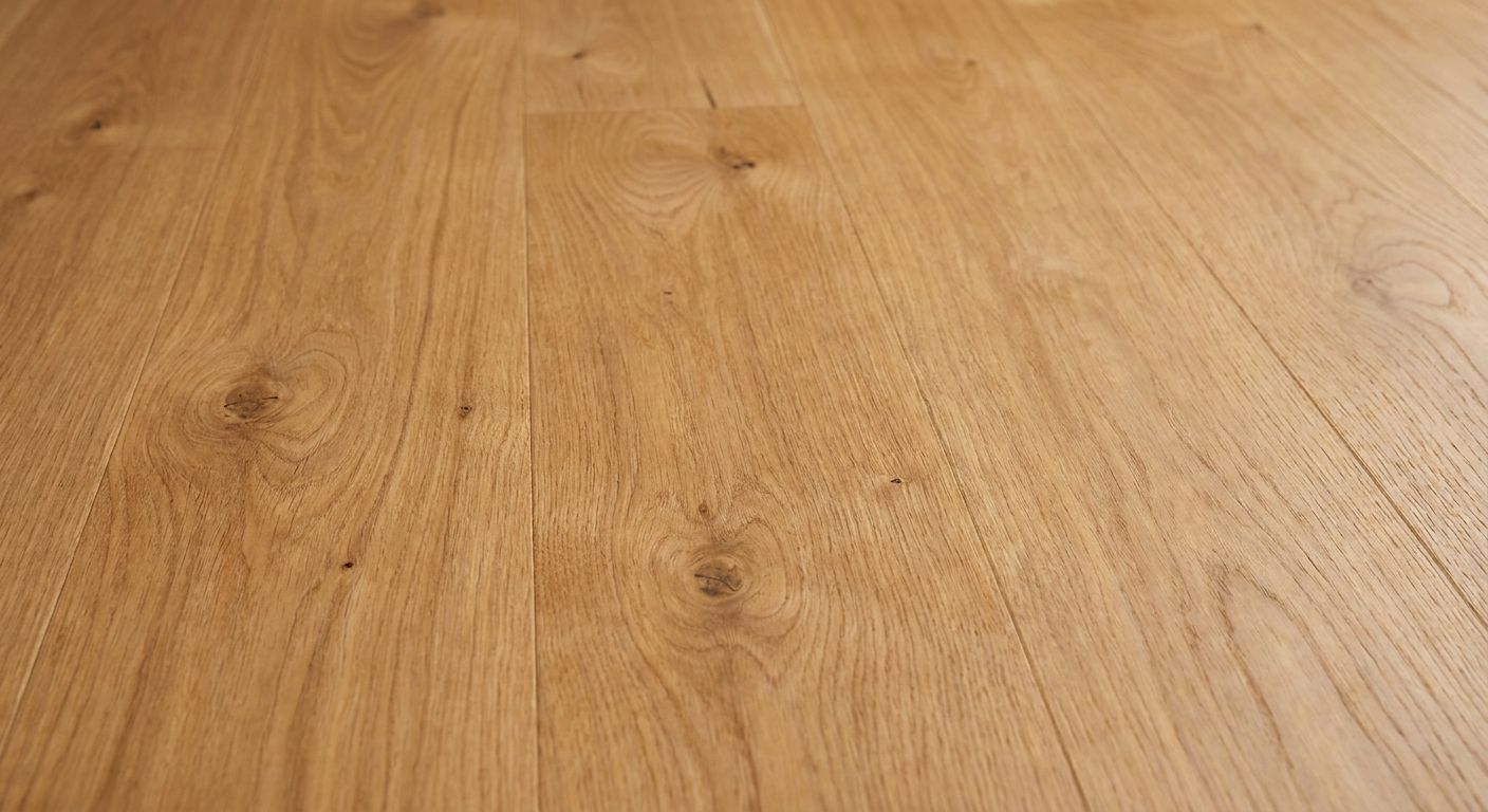 Natural honey-toned oak wood flooring.