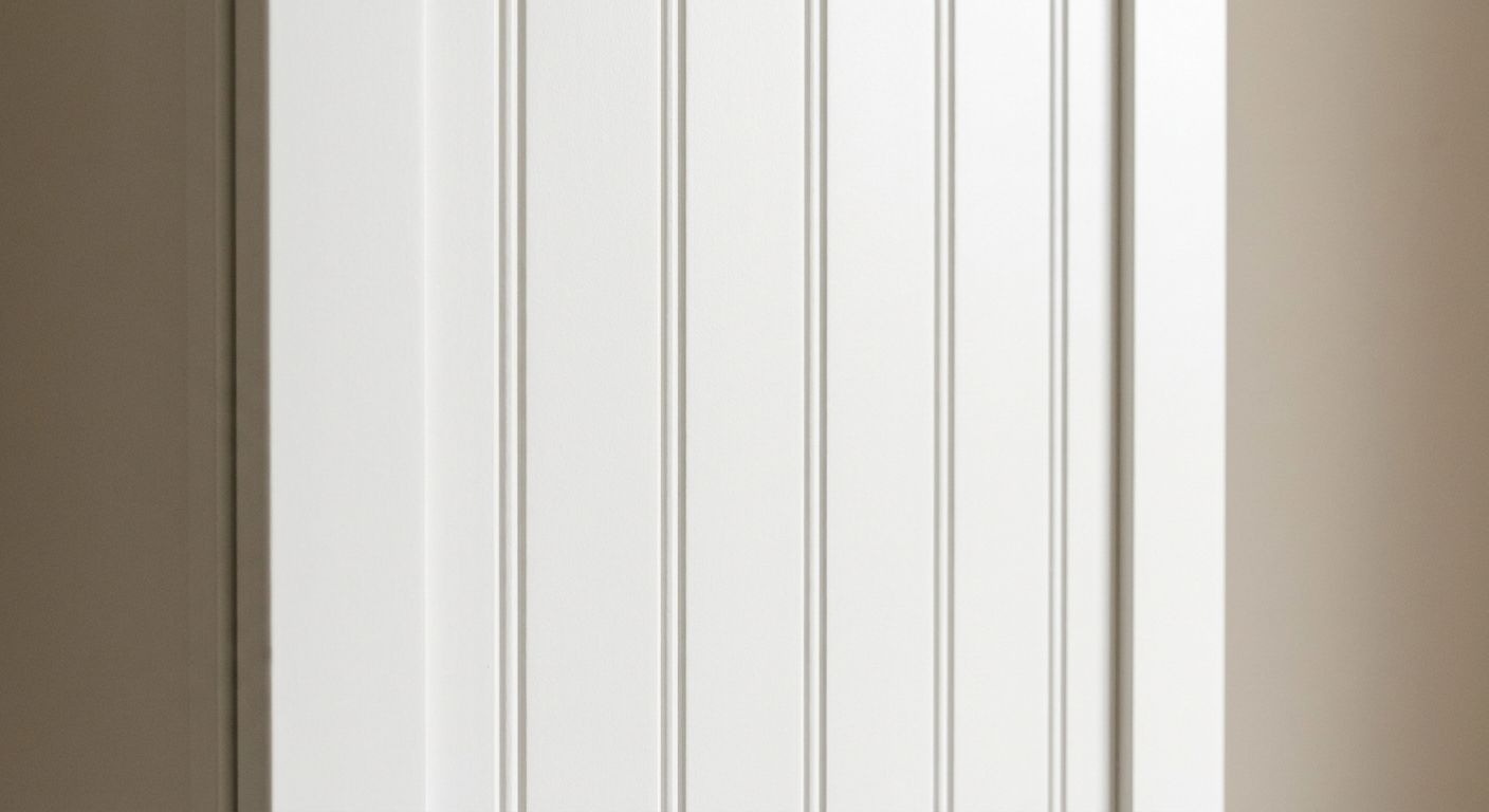 Beadboard cabinet door — cottage and farmhouse texture.