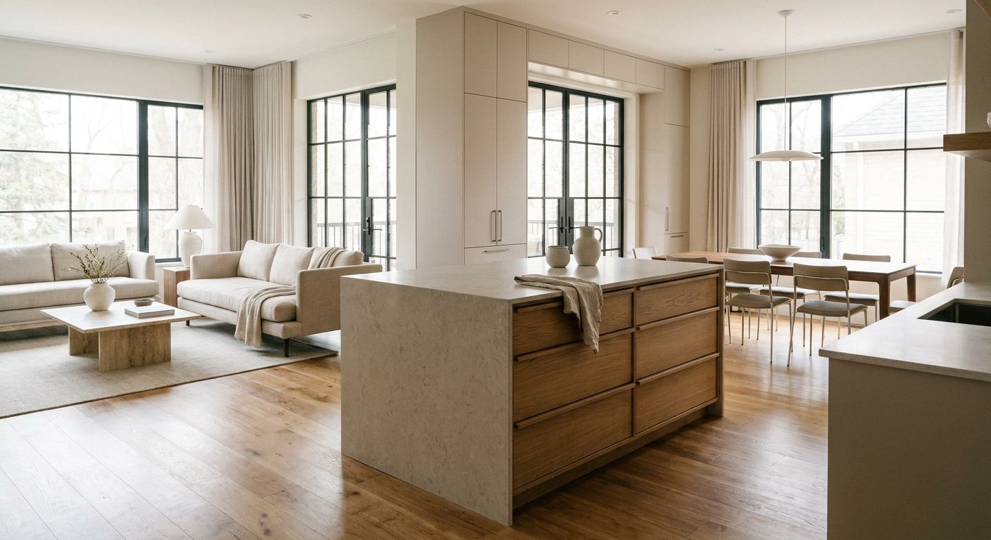 Open-concept kitchen with a new layout