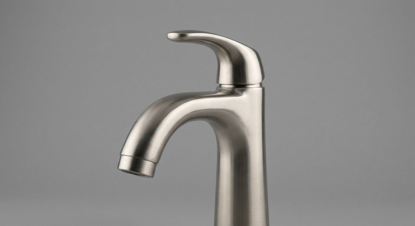 Brushed nickel bathroom faucet.