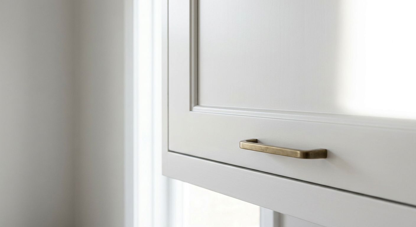 Shaker cabinet door — a clean five-piece frame. The most popular style; works in modern or traditional kitchens.