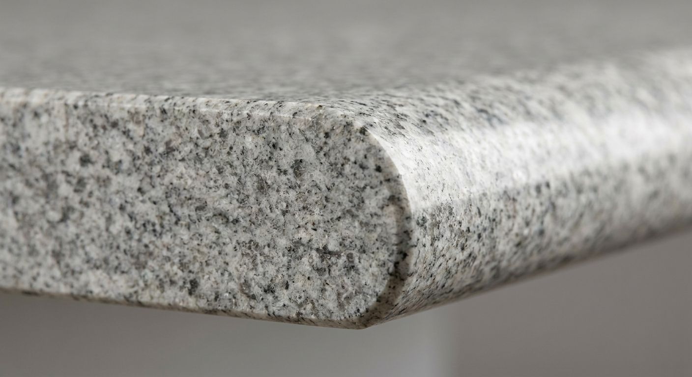 Countertop bullnose rounded edge profile.